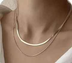 h*様☆ スネイクチェーン ダブル サージカルステンレス ネックレス シルバー