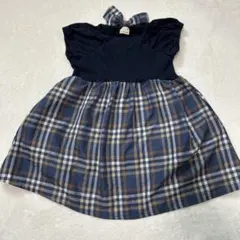 petit main ネイビー チェック 半袖ワンピース 90