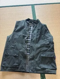 ダークグリーン チェック柄裏地 ベスト