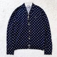 プレイコムデギャルソン　ウールドットカーディガン　ハートロゴ　M