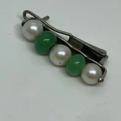 030803 アンティーク　真珠　翡翠硝子　髪飾り　かんざし