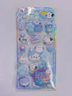 正規品　もちプニューステッカー　肉球スクイーズ付き　シール　ネコ　シマエナガ