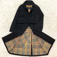 美品 バーバリーロンドン ステンカラーコート ノバチェック ライナー 黒 M-L