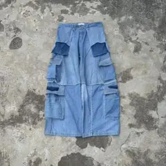 リメイクデニム 立体カーゴパンツ 色落ち 再構築 一点物 - メルカリ