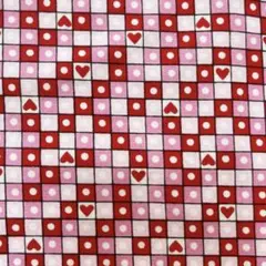 no.320 輸入生地 ハート＆スクエア ピンク USAコットン