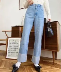 moment+ ロールアップデニムパンツ