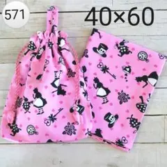 571 アリスピンク 40×60 ランチマット 給食袋 セット