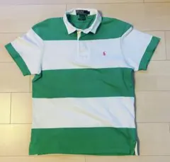 POLO RALPH LAUREN ポロシャツ ボーダー グリーン ホワイト Lのサムネイル