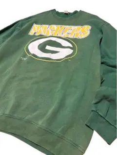 90s USA製 NFL パッカーズ スウェット L 緑 1996年 フェードのサムネイル