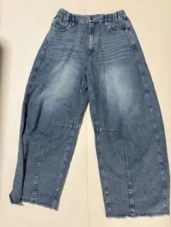 【niko and ...】ワイドストレート デニムパンツ 裾フリンジ加工