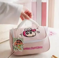 クレヨンしんちゃん ワニ山しんちゃんふわふわコスメポーチ　ピンク【タグなし新品】