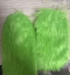 蛍光グリーン ファーレッグウォーマー