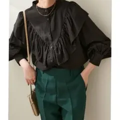DISCOAT▶︎前後2WAY　レーヨン フリルシャツ　ブラウス／ブラック