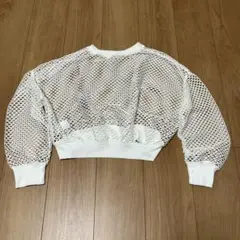 earth music &ecology ホワイト メッシュ長袖トップス