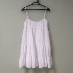 ZARA コットン ティアード キャミワンピース 白 春夏