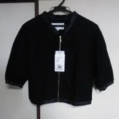 黒 メッシュブルゾン 7分袖