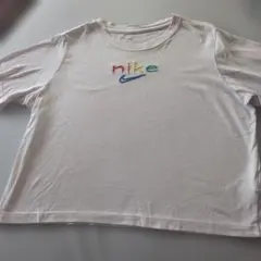 NIKE マルチカラー刺繍ロゴ Tシャツ ホワイト L