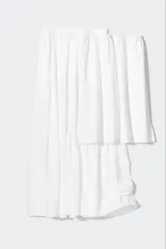 UNIQLO クリンクルコットンティアードスカート　ホワイトのサムネイル