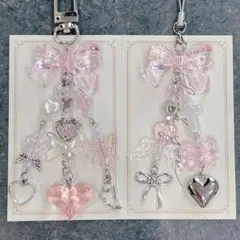 ビーズキーホルダー y2k 韓国 pink ♡ No.415