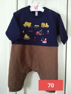 【新品】働くくるまの刺繍ロンパース 70cm