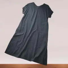 アーバンリサーチ リネン混 ロングワンピース 麻レーヨン 黒 フリル袖 マキシ丈のサムネイル