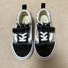 VANS キッズ スニーカー 総柄 ブラック ホワイト 15cmのサムネイル