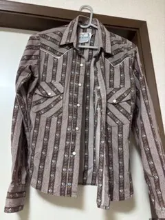 Wrangler 長袖 ウエスタンシャツ 花柄 ストライプのサムネイル