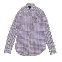 ラルフローレン SLIM FIT ギンガムチェックシャツ 長袖 S パープル