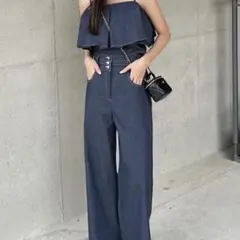デニムキャミソール＋ハイウエストデニム　セットアップ