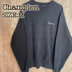 Champion チャンピオン スウェット 黒 M ブラック 刺繍ロゴ