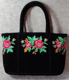 【3531】FEILER フェイラー シュニール織り　ローズ柄 ハンドバッグ