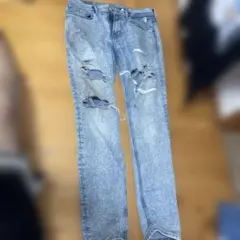 H&Mダメージ加工 ライトブルーデニム 34/34