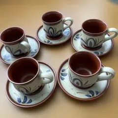 お値下げデミタスカップ 5個セット 陶器 花柄