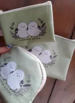 シマエナガ柄　シマエナガポーチ　ポーチ　コインケース　カードケース　シマエナガ