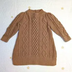 美品 GAP 80cm 12~18ヵ月 ブラウン 茶色ケーブルニットワンピース