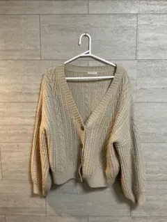 COLZA ケーブル編み Vネック カーディガン