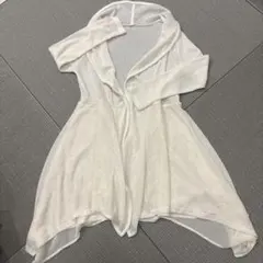 異素材切り替え 長袖カーディガン ホワイト