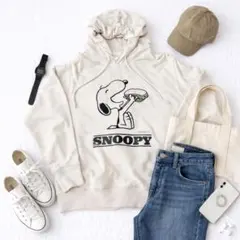 ユニクロ スヌーピー パーカー L ベージュ プルオーバー