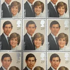 切手収集家必見‼️チャールズ皇太子ダイアナ妃　　記念　切手　100枚