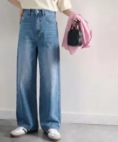 クラシカルエルフ　美シルエット　ハイウエストルーズデニムパンツ