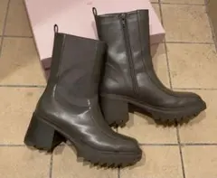 リエンダ　一度使用美品！サイドゴアブーツ グレー 厚底 高ヒール