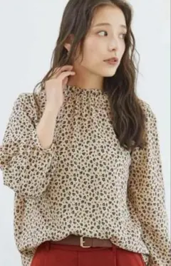 ROPE PICNIC スタンドカラー2wayブラウス　レオパード