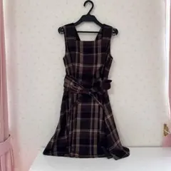 dazzlin チェックフィットアンドフレアワンピース