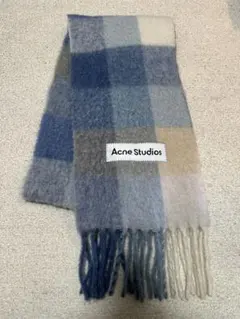Acne Studios モヘアチェックスカーフ マフラー ブルー