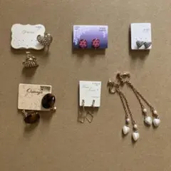 【新品】イヤリング　まとめ売り　6点　ハート　丸　幾何学　ゴールド　和風