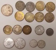 昭和初期 "鳳凰五十銭"含む旧貨幣7種18枚／現在使用不可コイン(2446)のサムネイル