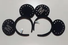 即日発送　ディズニー　ミッキー　カチューシャ2個セット　スタッズ　黒　ブラック