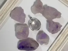 【キラキラ】アイリス水晶チャーム&アメジスト原石タンブル