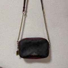 【即購入可能】COACH ショルダーバッグ ブラック/バーガンディ