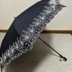 ルルギネス　晴雨兼用折りたたみ日傘　パラソル　ブラック　刺繍　オシャレのサムネイル